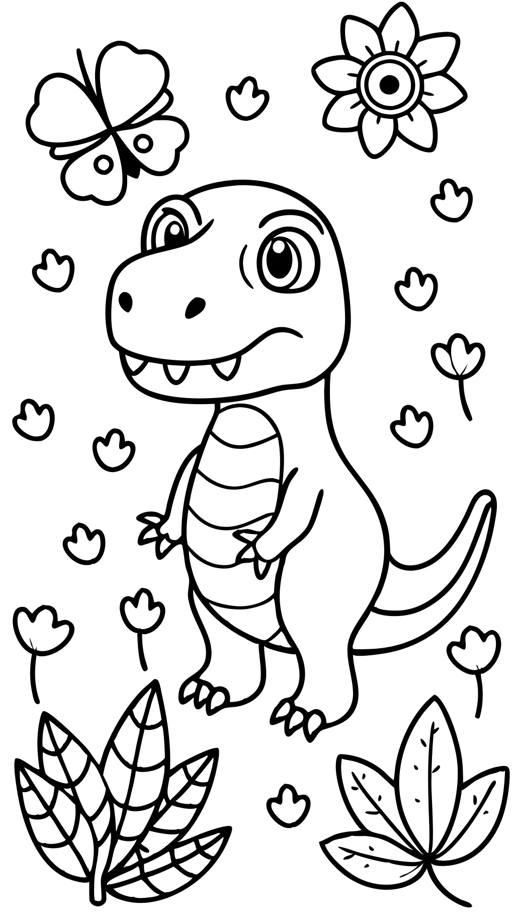 Página para colorear de Lindo T Rex